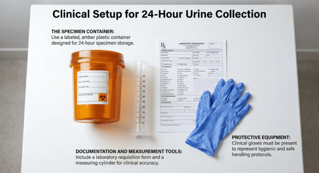 clinical setup for 24-hour urine collection